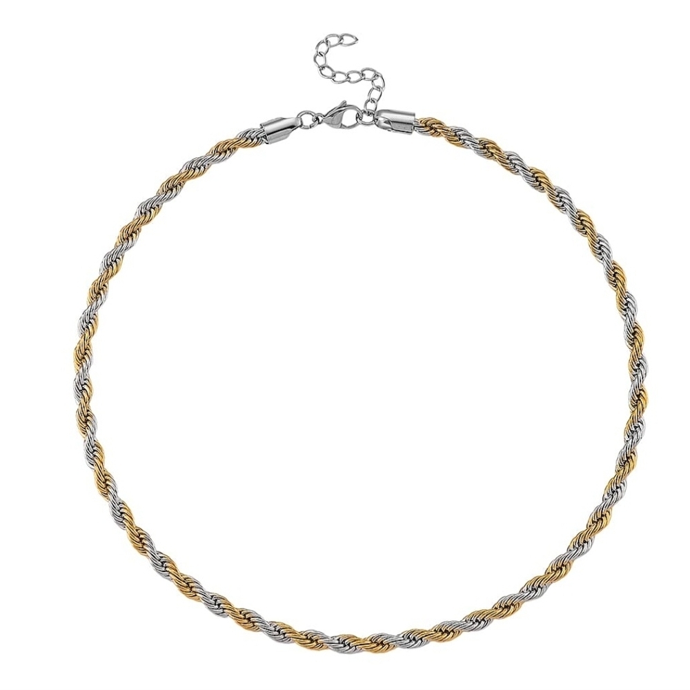 Rope Chain Necklace (20-22 Inches) in ION Plated YG and Stainless Steel - Picture 5 of 5